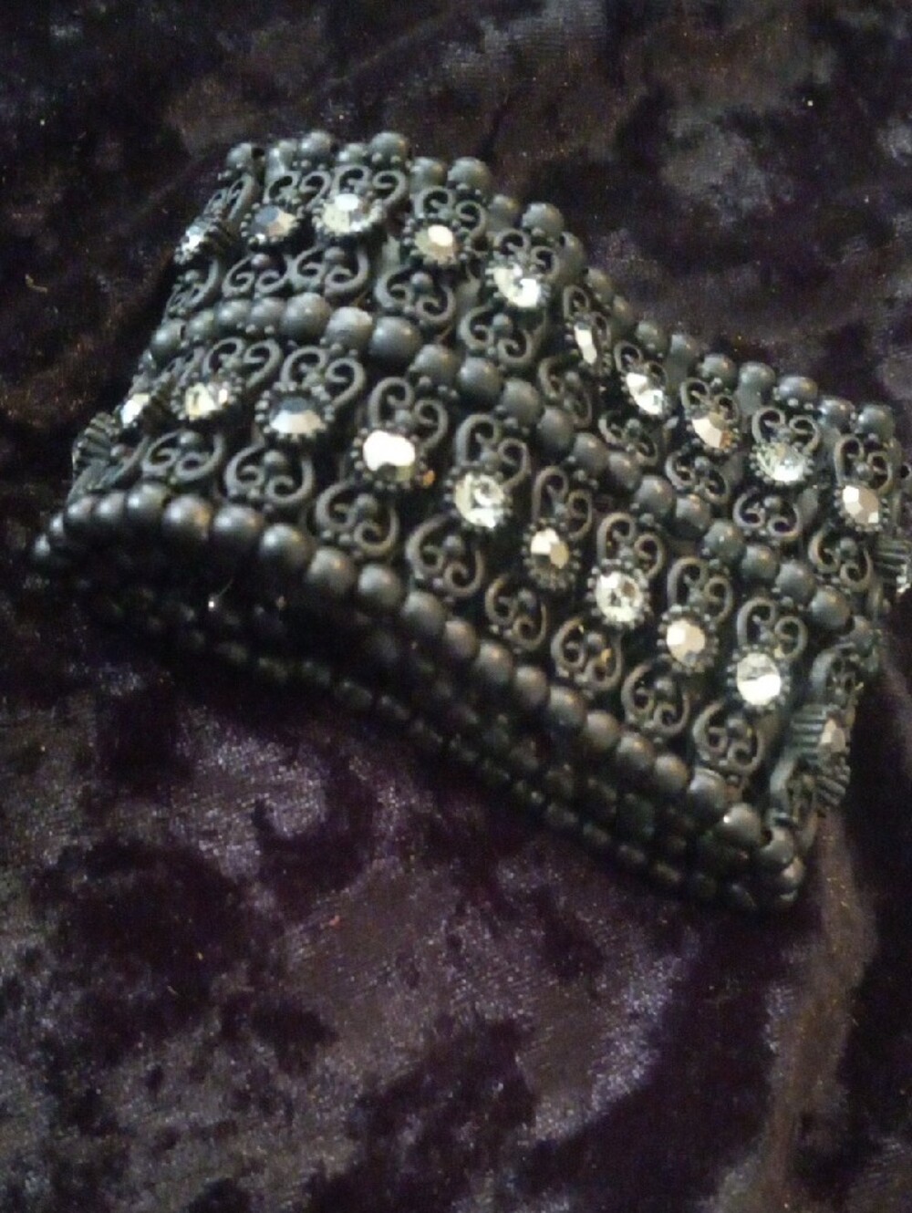 Brighton Black Filigree Multi-Row Bracelet with Clear Stones - Picture 6 of 8